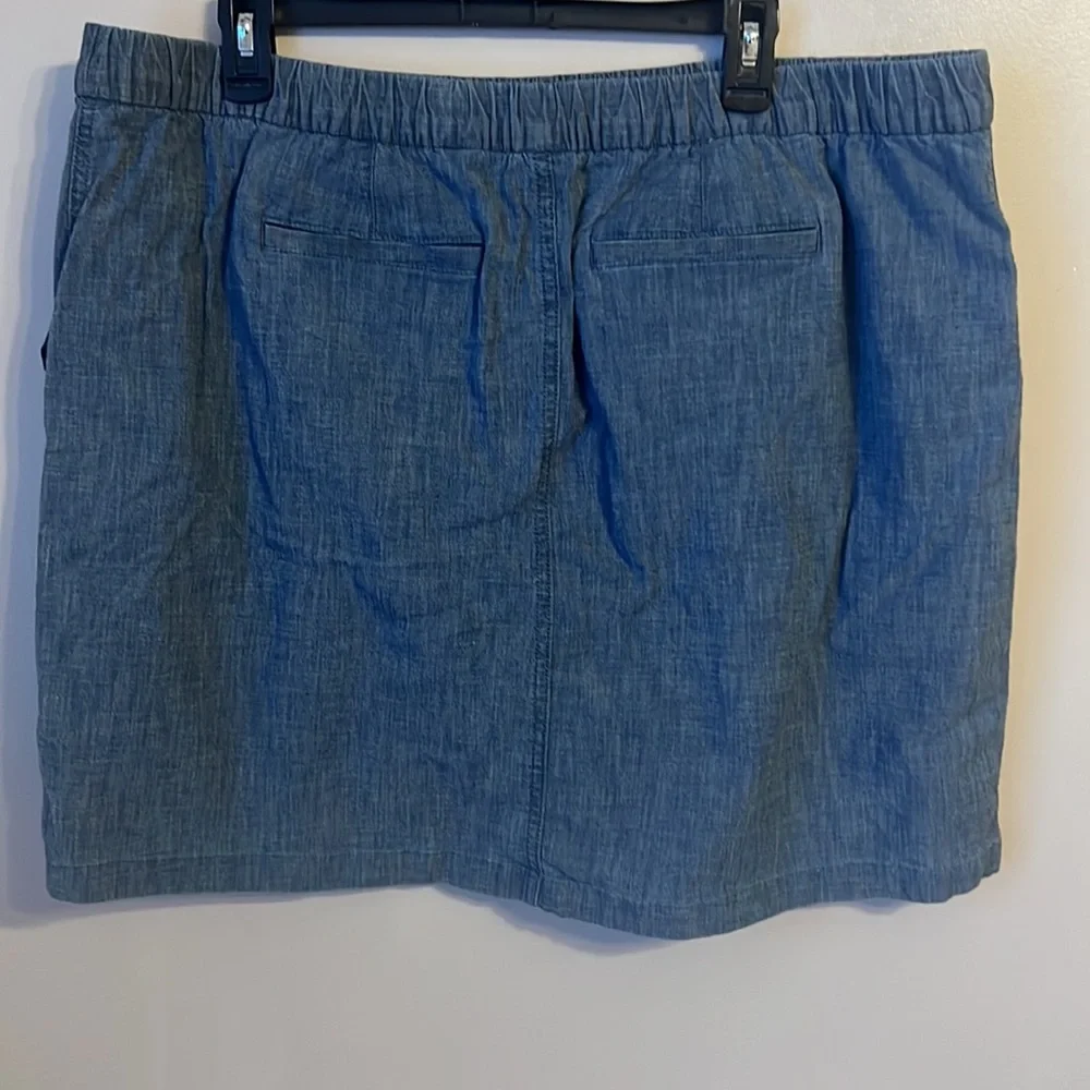 Land’s End Chambray‎ Skort Built in Shorts Blue Size 20W Elastic Waist Pull On
